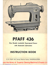 Pfaff 436 Instruction Book