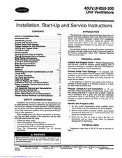 Carrier 40 UH Installation And Service Instructions Manual