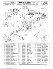 Mcculloch MAC CAT 335 Parts List