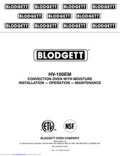 Blodgett HV-100EM Installation Manual