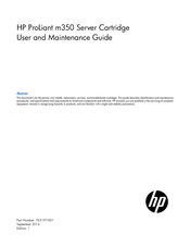 HP ProLiant m350 User And Maintenance Manual