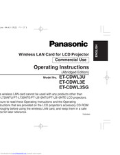 Panasonic ET-CDWL3E Operating Instructions Manual