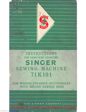 Singer 71K101 Instructions Manual