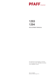 Pfaff 1294 Adjustment Manual