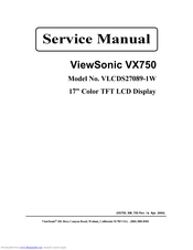 ViewSonic VX750 VLCDS27089-1W Service Manual