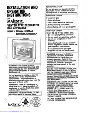 Majestic G2000adiLP Installation And Operation Instructions Manual