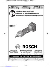 Bosch DGSH181 Operating/Safety Instructions Manual