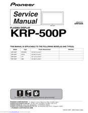 Pioneer KURO KRP-500P Service Manual