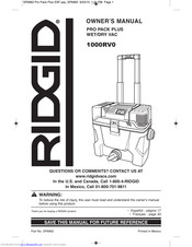 RIDGID 1000RV0 Owner's Manual