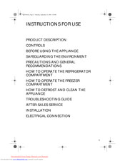 Whirlpool ARG 926 Instructions For Use Manual