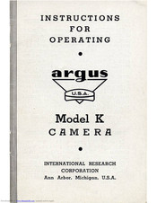 Argus K Instructions For Operating Manual