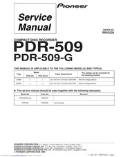 Pioneer PDR-509-G Service Manual
