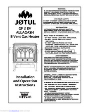 Jøtul GF 3 BV ALLAGASH Installation And Operation Instructions Manual