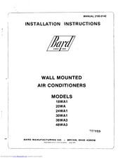 Bard 18WA1 Installation Instructions Manual