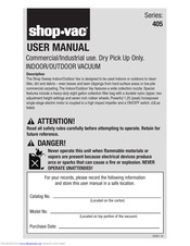 Shop-Vac 405 SERIES User Manual