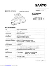 Sanyo SFX-P300 Service Manual