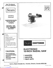 Sears 113.190600C Owner's Manual