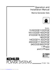 Kohler 18CCFOZ Operation And Installation Manual