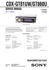 Sony cdx CDX-GT860U Service Manual