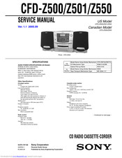 Sony CFD-Z501 - Cd Radio Cassette-corder Service Manual