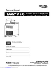 Lincoln Electric spirit II 150 Technical Manual