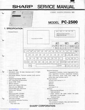 Sharp pc-2500 Service Manual