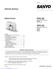 Sanyo Xacti VPC-S3 Service Manual