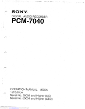Sony PCM-7040 Operation Manual