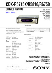 Sony CDX-R5715X - Fm/am Compact Disc Player Service Manual