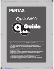 Pentax Optio W90 Quick Manual
