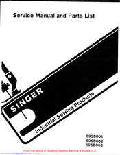 Singer 6958001 Service Manual And Parts List