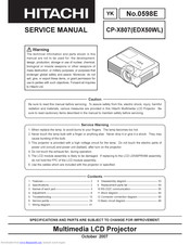 Hitachi CP-X807(EDX50WL) Service Manual