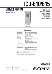 Sony ICD-B15 - Ic Recorder Service Manual
