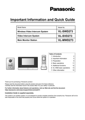 Panasonic VL-SWD273 Important Information And Quick Manual