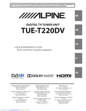 Alpine TUE-T220DV Quick Reference Manual