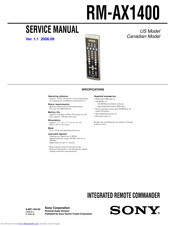 Sony RM-AX1400 - Home Theater Remote Control Service Manual