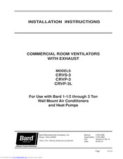 Bard CRVP-3L Installation Instructions Manual