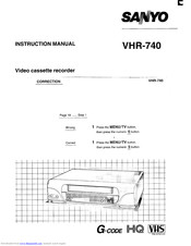 Sanyo VHR-740 Instruction Manual