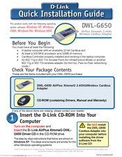 D-Link AirPlusXtremeG DWL-G650 Quick Installation Manual