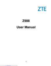 Zte Z988 User Manual