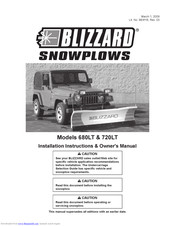 Blizzard 720LT Installation Instructions & Owner's Manual