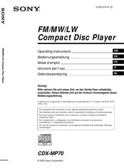 Sony CDX-MP70 Installation/Connection Operating Instructions Manual