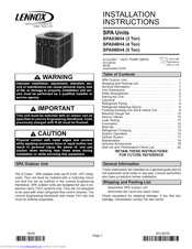 Lennox SPA048H4 Installation Instructions Manual