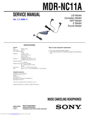 Sony MDR-NC11A - Noise Canceling Headphone Service Manual
