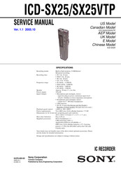 Sony ICD-SX25 - Icd Recorder Service Manual