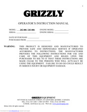 Grizzly 202 000 Operator's Instruction Manual
