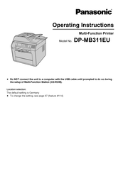 Panasonic DP-MB311EU Operating Instructions Manual