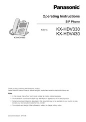 Panasonic KX-HDV330 Operating Instructions Manual