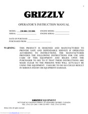 Grizzly 333 000 Operator's Manual