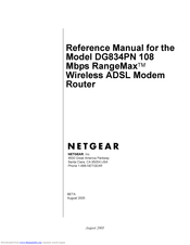 NETGEAR DG834PN - RangeMax ADSL Modem Wireless Router Reference Manual